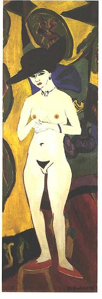 Female nude with black hat